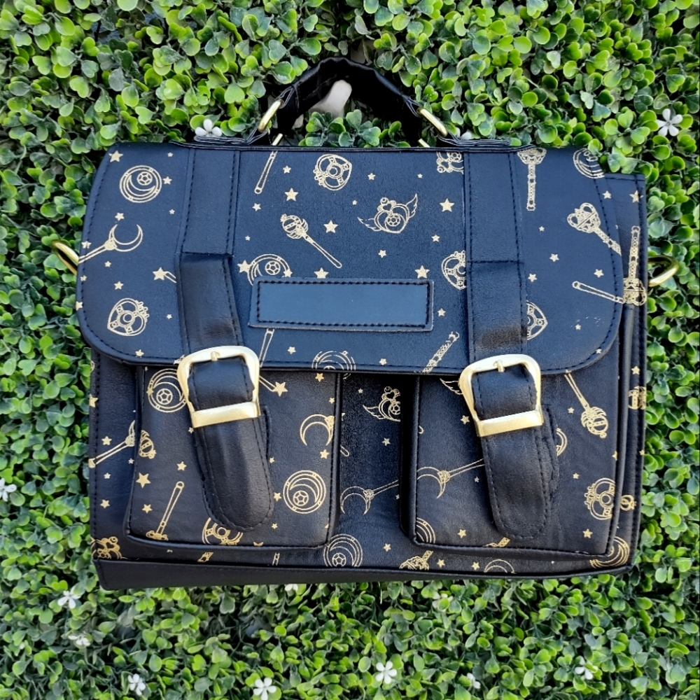 LAST ONE , NEW Sailor Moon anime black and gold handbag